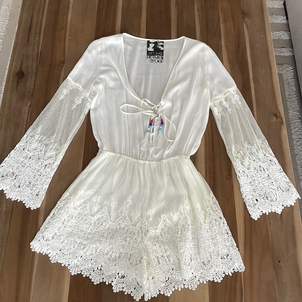 Young Fabulous and Broke white lace romper
